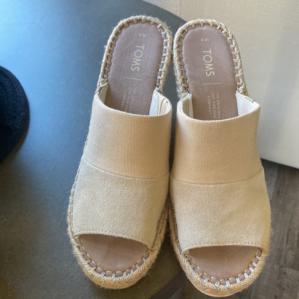 TOMS Women's Cream Espadrille Slide Sandals